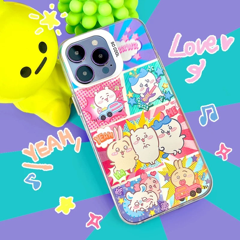 Japanese Cartoon ChiiKawa | Laser Comic Chiikawa Hachiware Usagi Momonga - iPhone Case 11 12 13 14 15 16 Pro Promax