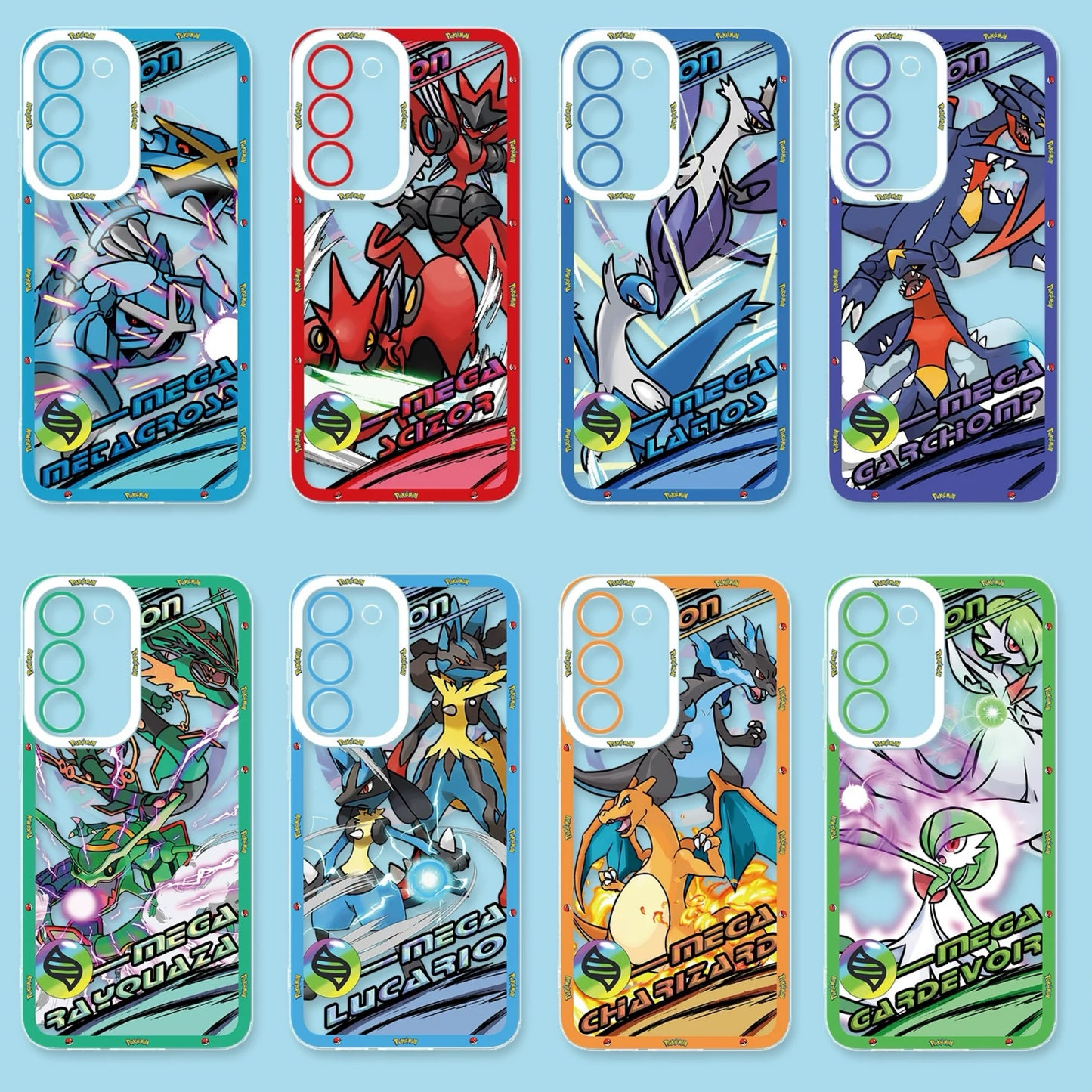 Japan Cartoon Pokemon Mega Evolution Anime | Metagross Scizor Latios Garchomp Rayquaza Lucario Charizard X Y Gardevoir - Phone Case Samsung Galaxy S26 S25 S24 S 23 S22 S21 FE Ultra Edge