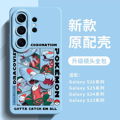 Japanese Cartoon Pokemon Silicone Case World Coronation | Ash Ketchum Pikachu Lucario Sirfetchd Dracovish Dragonite Charizard Gengar - Phone Case Samsung Galaxy S26 S25 S24 S23 FE Ultra Edge