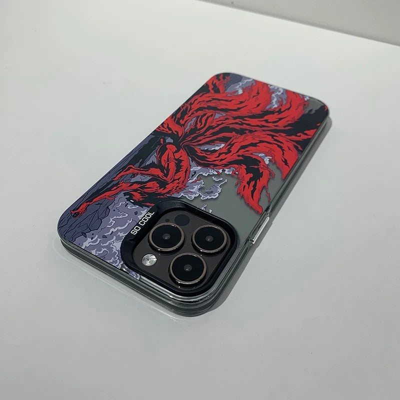 Japanese Anime Naruto Ninja | Clean Black Case Kurama Nine Tails - iPhone Case 7 8 PLUS XS XR X 11 12 13 14 15 16 Pro Promax SE3 SE2 mini KawaiiGiftLand