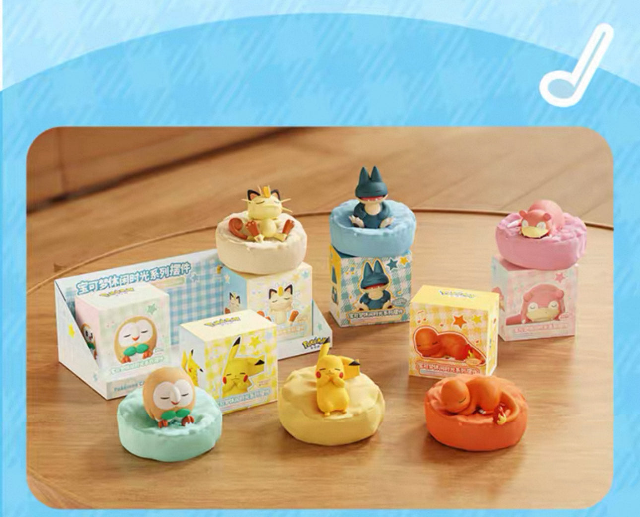 Japan Cartoon Pokemon Casual Time Series Part 2 | SLeeping Pikachu Charmander Meowth Slowpoke Munchlax Rowlet - Figure Kawaii Decoration