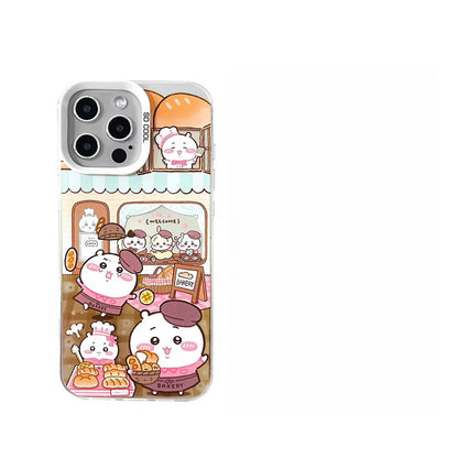Japanese Cartoon ChiiKawa Bread Cafe Laser Case | ChiiKawa Hachiware Usagi - iPhone Case 11 12 13 14 15 16 16e 17 17e Pro Promax