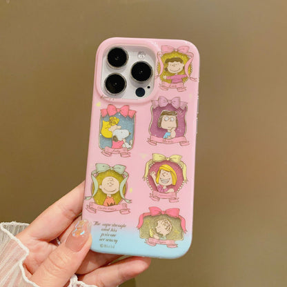 Japanese Cartoon Kawaii Style | Cute White Dog and Friends Charlie Sally Linus - iPhone Case iPhone 11 12 13 14 15 Pro Promax