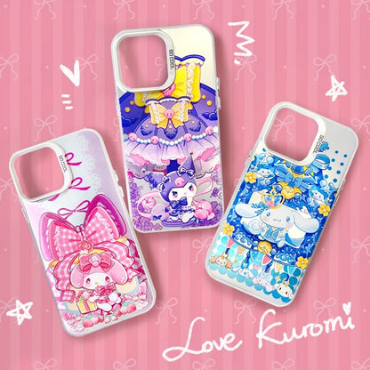 Japanese Cartoon Sanrio Ribbon Lolita | My Melody Kuromi Cinnamoroll Laser - iPhone Case 11 12 13 14 15 16 Pro Promax