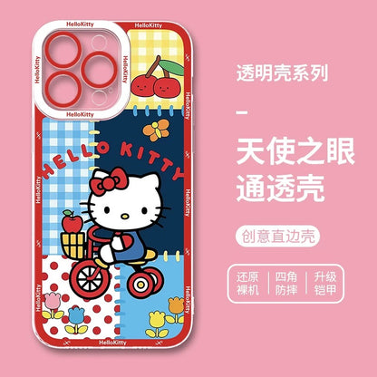 Japanese Cartoon Hello Kitty | Vintage Kitty Red Version - iPhone Case PLUS SE2 XS XR X 11 12 13 14 15 16 16e 17 17e Pro Promax 12mini 13mini