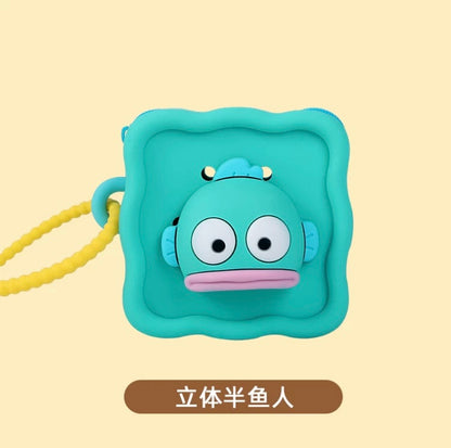 Japan Sanrio Silicone Mini DIY Square 3D Face Purse Bag | Hello Kitty My Melody Kuromi Cinnamoroll Pochacco Hangyodon  - Coin Bag Can put in Airpods EarPhone