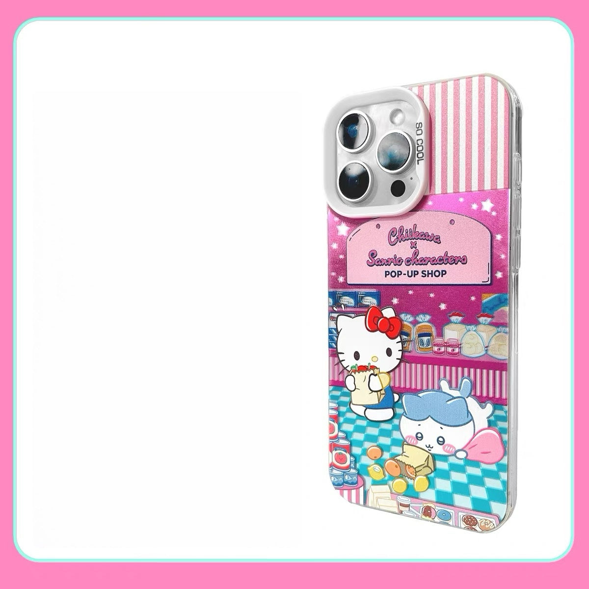 Japanese Cartoon ChiiKawa x Sanrio Pop Up Store Laser Case | Chiikawa Hachiware Usagi Momonga Shisa Crab 6 Styles - iPhone Case 11 12 13 14 15 16 16e 17 17e Pro Promax