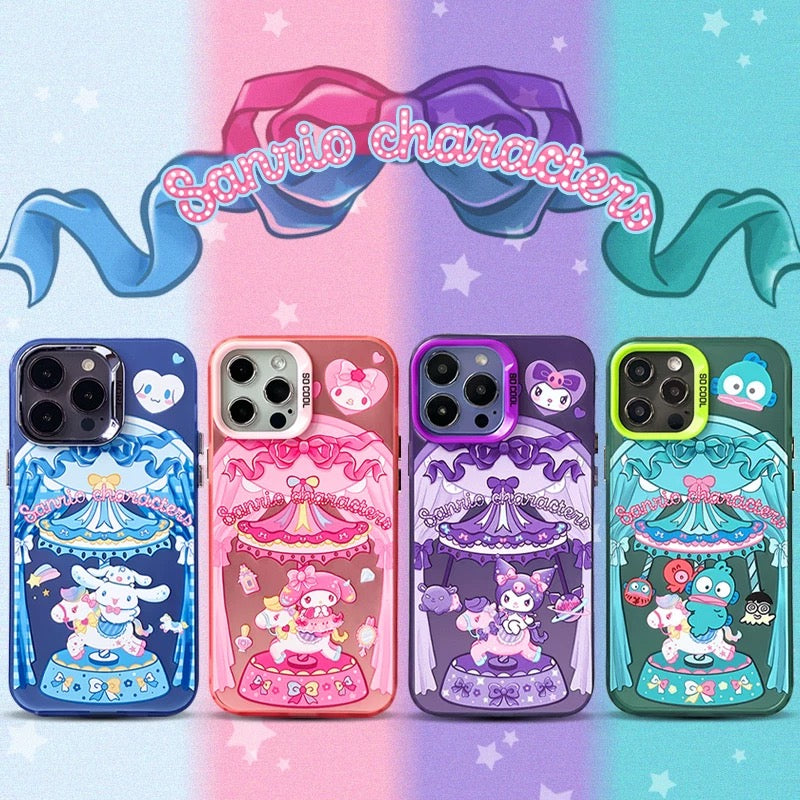 Japanese Cartoon Sanrio Merry Go Round | Hangyodon with Friends Laser Colour Clear - iPhone Case 11 12 13 14 15 16 Pro Promax