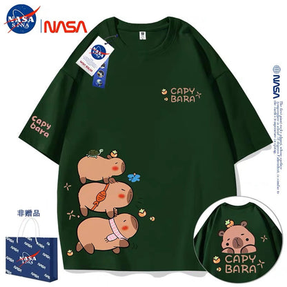 Cute Animals Capybara Style T-Shirt Series | Fun Capybara Group Front & Back Part2 - Kawaii Fashion Items for Child & Adult