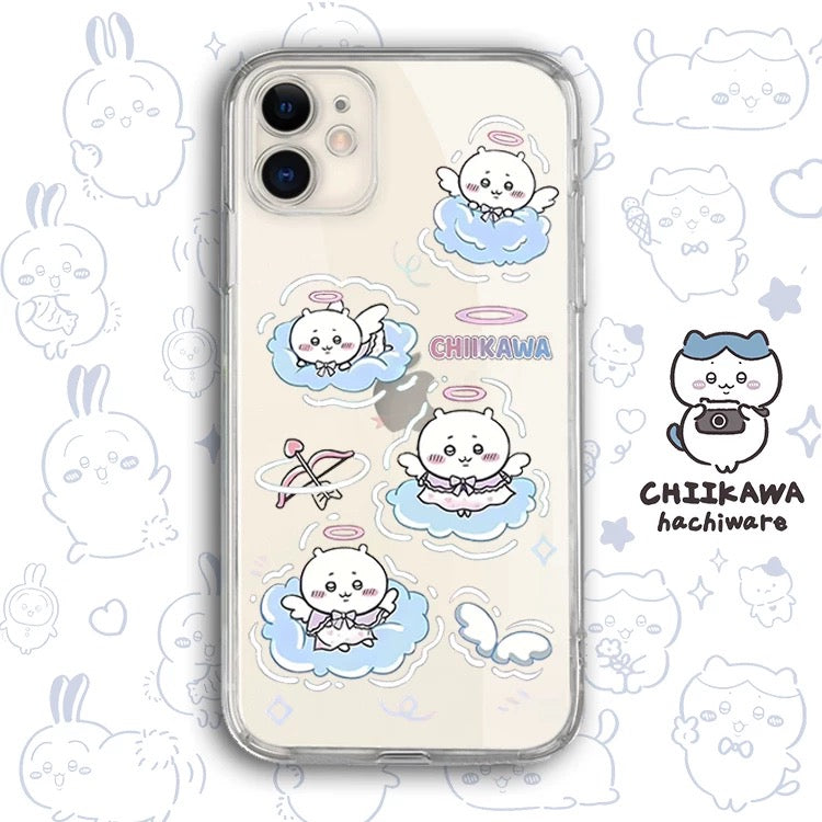 Japanese Cartoon Chiikawa Clean Case | Happy Merry Christmas Tree Angel Stars - iPhone Case PLUS SE2 11 12 13 14 15 16 17 Pro Promax 12mini 13mini
