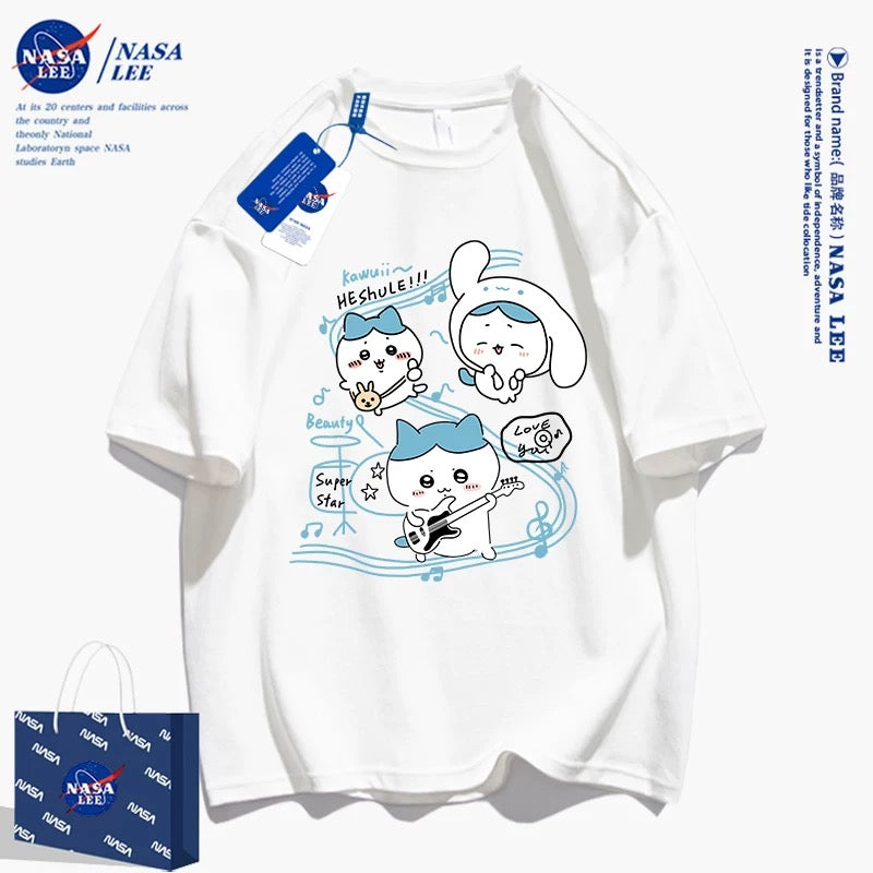 Japanese Cartoon ChiiKawa Casual Style T-Shirt Series | Hachiware Play Music Cinnamoroll Outing - Kawaii Fashion Items