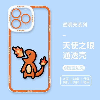 Japan Cartoon Pokemon Simple Cute Drawing | Pikachu Gible Bulbasaur Squirtle Snoriax Psyduck Jigglypuff Charmander- iPhone Case PLUS SE2 XS XR X 11 12 13 14 15 16 16e 17 17e Pro Promax 12mini 13mini