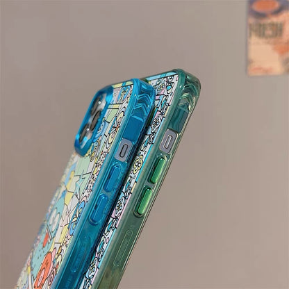 Japanese Cartoon Glass Window Style | KK Green HN Blue - iPhone Case iPhone 11 12 13 14 Pro Promax