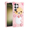 Japanese Cartoon Rilakkuma Silicone Case | Pink Neko Cat - Phone Case Samsung Galaxy S24 S23 S22 S21 Plus Ultra