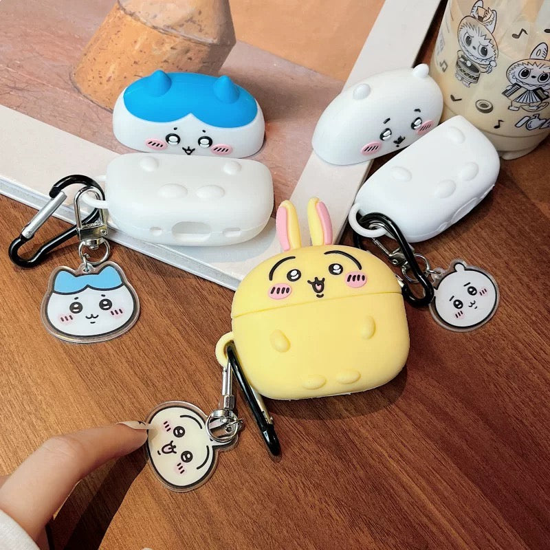 Japanese Cartoon ChiiKawa Silicon Airpods Case with Keychain | Chiikawa Hachiware Usagi - AirPods AirPodsPro AirPods3 Airpods4 Case