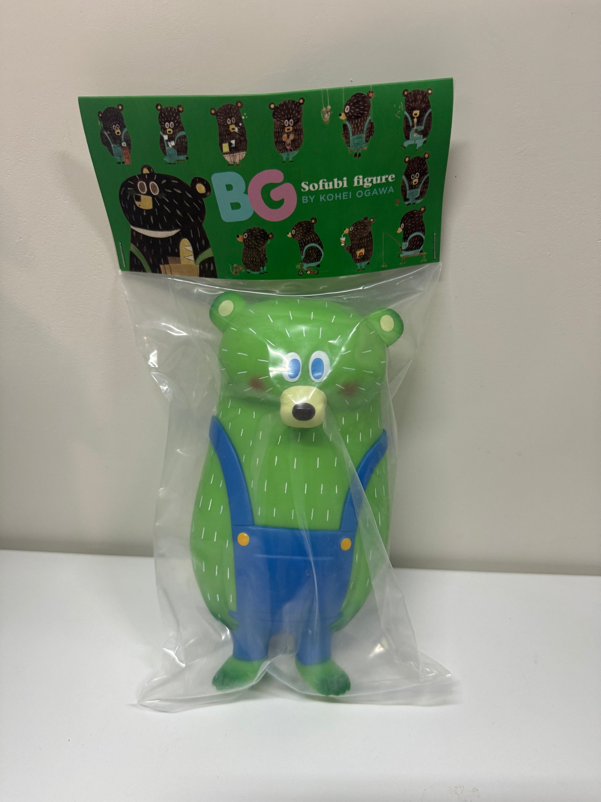 How2work Japan Artist BG Bear Bubble Green Sofubi figure Soft Vinyl Retried Rare