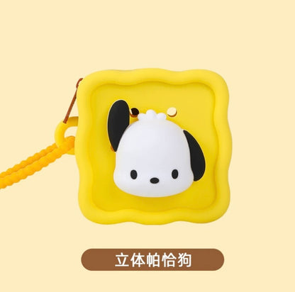 Japan Sanrio Silicone Mini DIY Square 3D Face Purse Bag | Hello Kitty My Melody Kuromi Cinnamoroll Pochacco Hangyodon  - Coin Bag Can put in Airpods EarPhone