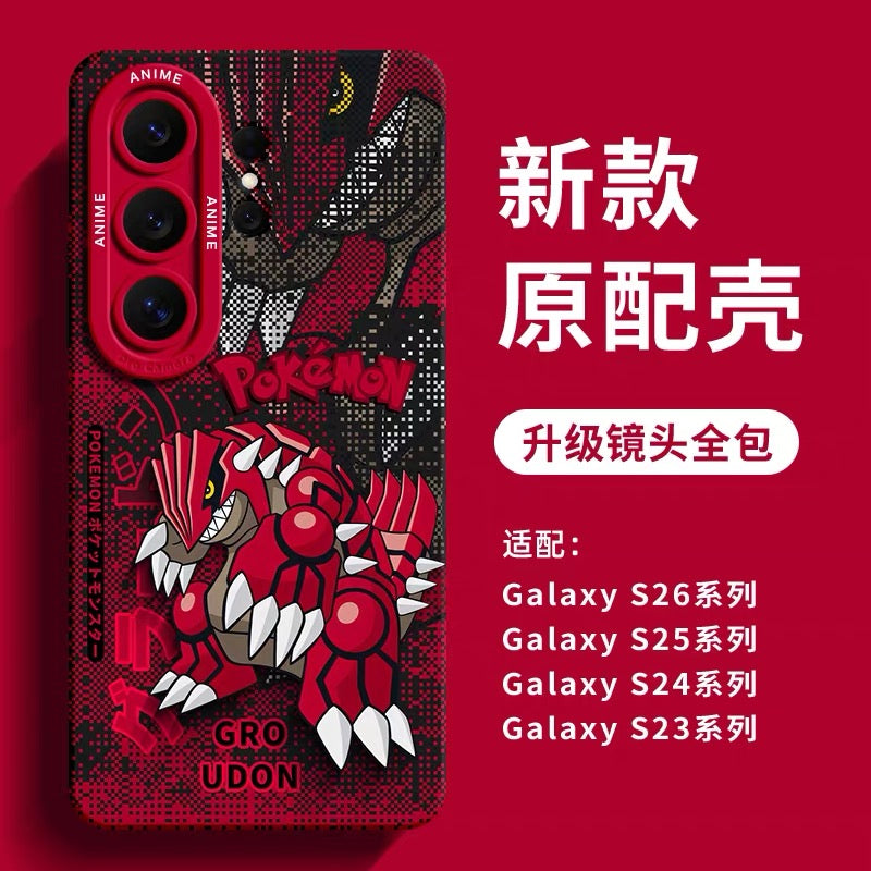 Japanese Cartoon Pokemon Silicone Case Digital Background Version | Arceus Rayquaza Groudon Scizor Kyogre Blastoise Venusaur - Phone Case Samsung Galaxy S26 S25 S24 S23 FE Ultra Edge