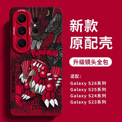 Japanese Cartoon Pokemon Silicone Case Digital Background Version | Arceus Rayquaza Groudon Scizor Kyogre Blastoise Venusaur - Phone Case Samsung Galaxy S26 S25 S24 S23 FE Ultra Edge