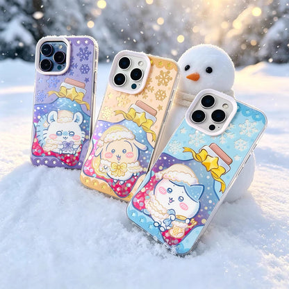 Japanese Cartoon ChiiKawa Winter Star Wish Laser Case | Chiikawa Hachiware Usagi Momonga Furuhonya 5 Styles - iPhone Case 11 12 13 14 15 16 16e 17 17e 18 Pro Promax