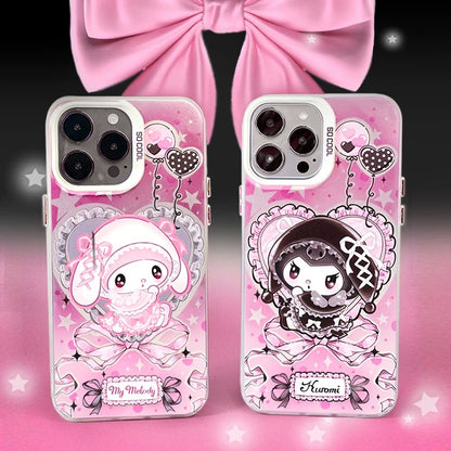 Japanese Cartoon Sanrio Winter Sweet Lolita | My Melody Kuromi Laser Colour Clear - iPhone Case 11 12 13 14 15 16 Pro Promax