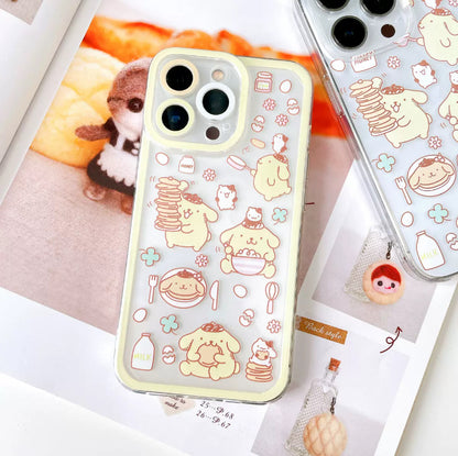 Japanese Cartoon Pompompurin & Pancake iPhone Case 7 8 PLUS SE2 XS XR X 11 12 13 14 15 Pro Promax mini SE3