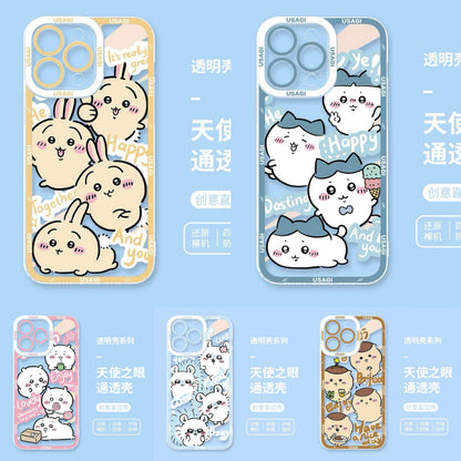 Japanese Cartoon Chiikawa Happy Enjoy Day Version | Chiikawa Hachiware Usagi Momonga Kurimanju - iPhone Case PLUS SE2 XS XR X 11 12 13 14 15 16 16e 17 17e Pro Promax 12mini 13mini