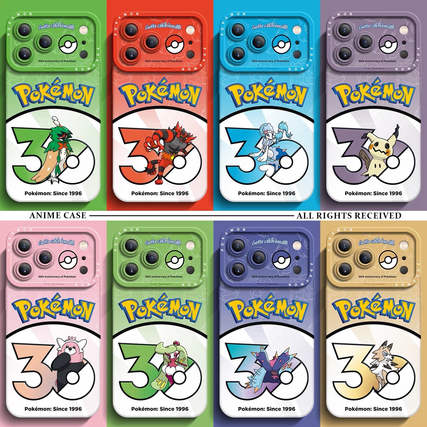 Japanese Cartoon Pokemon Silicone Case Pokemon 30 Anniversary Version Part24 | Decidueye Incineroar Primarina Mimikyu Bewear Tsareena Toxapex Lycanroc 8 Styles - iPhone Case PLUS SE2 XS XR X 11 12 13 14 15 16 16e 17 17e Pro Promax 12mini 13mini