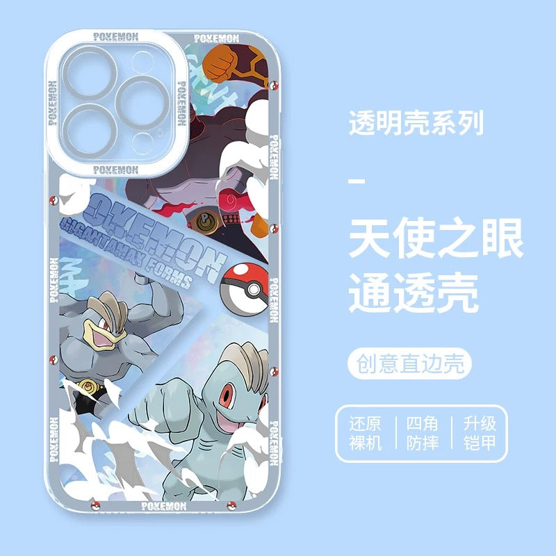Japan Cartoon Pokemon Evolution Verison | Machop Machamp - iPhone Case 6 7 8 PLUS SE2 XS XR X 11 12 13 14 15 16 16e Pro Promax 12mini 13mini