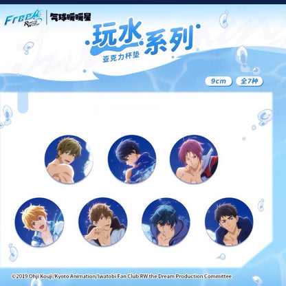 Japanese Anime Free! Iwatobi Swim Club Wave Acrylic Coaster | Haruka Makoto Rin Kirishima Sosuke - Cute Kawaii Item