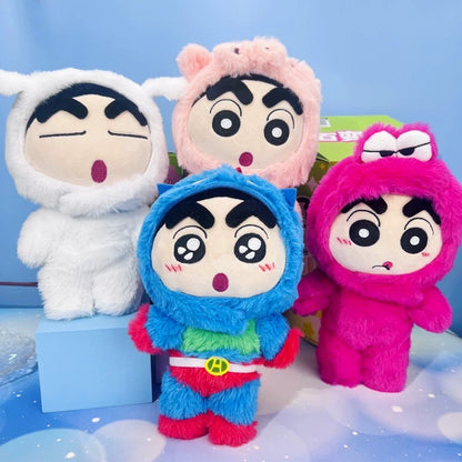 Japanese Cartoon Crayon Shin-chan Cosplay Series 1 | Shiro Action Kamen ChocoBi Buriburi Can Change Outfits Plush Doll - Plush Doll Collectable Toys Mystery Blind Box