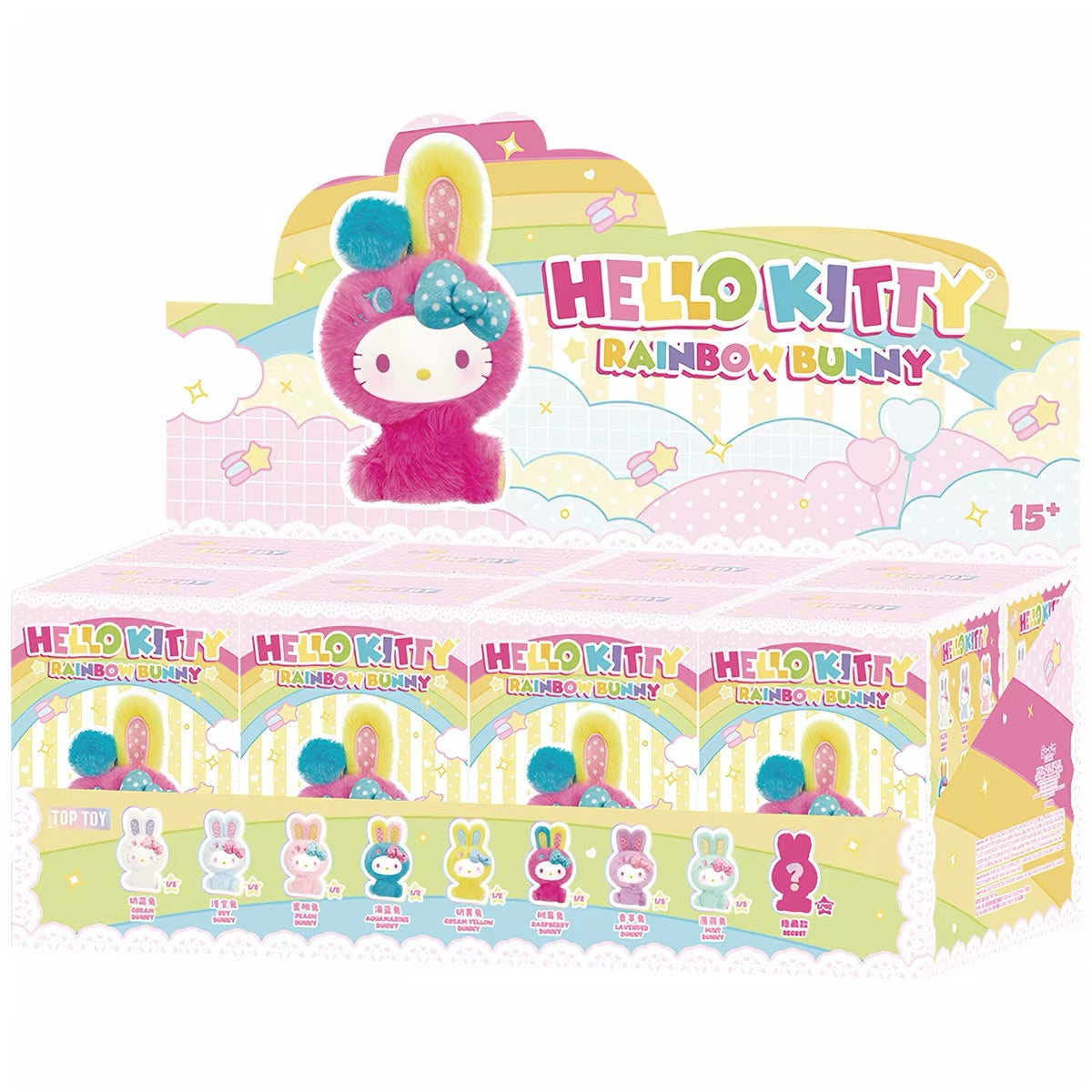 TOPTOY x Sanrio Hello Kitty | Rainbow Rabbit Series - Plush Vinly Keychain Pendant Blind Box