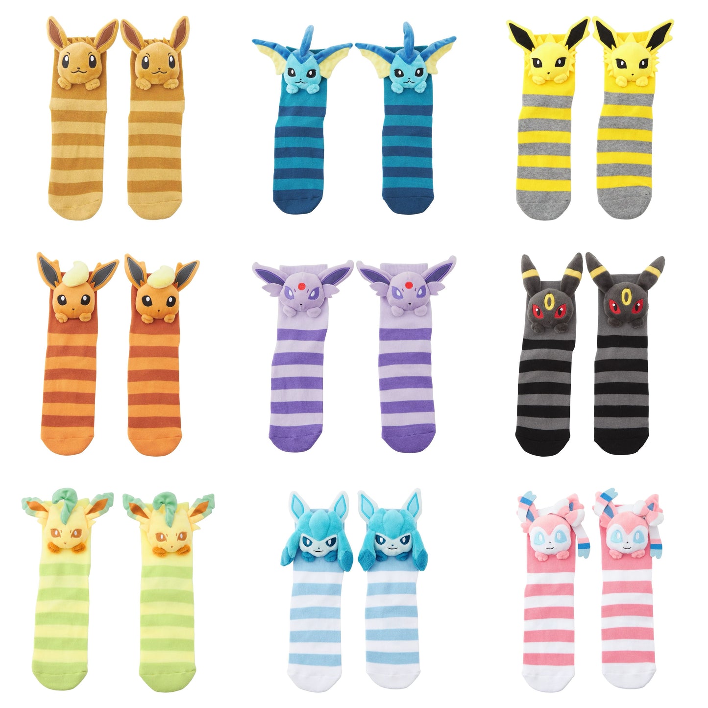Japan Cartoon Pokemon Eevee Evolution Series Plush Socks | Eevee Vaporeon Jolteon Flareon Espeon Umbreon Leafeon Glaceon Sylveon - Evolve Anime Collectable Kawaii Item