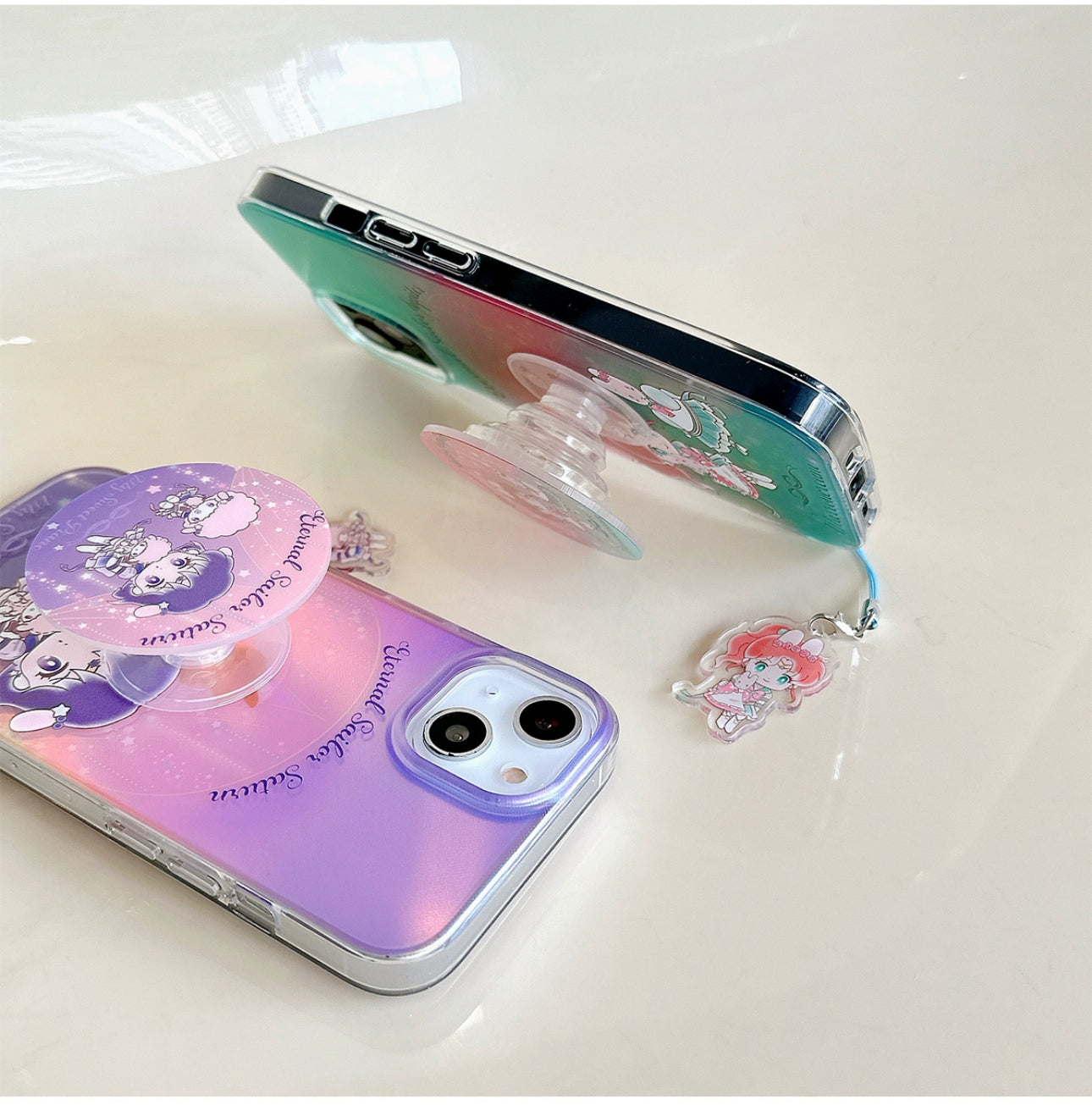 Japanese Cartoon Phone Stand | Laser Sailor Girl X My Melody Piano Marron Cream