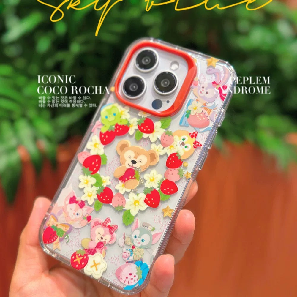 Japanese Cartoon Teddy Bear StellaLou ShellieMay | Strawberry Parrty iPhone Case 13 14 15 Pro Promax