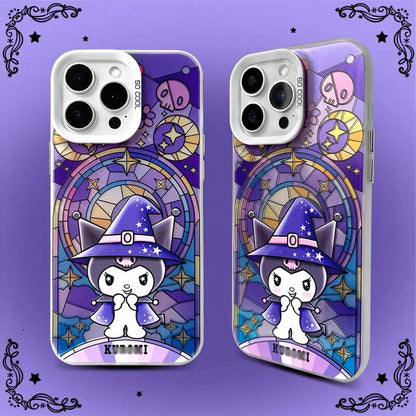 Japanese Cartoon Sanrio Magic Witch Laser Case | Hello Kitty My Melody Kuromi Cinnamoroll Pompompurin Hangydon Bad Badtz Maru 7 Styles - iPhone Case 11 12 13 14 15 16 16e 17 17e 18 Pro Promax