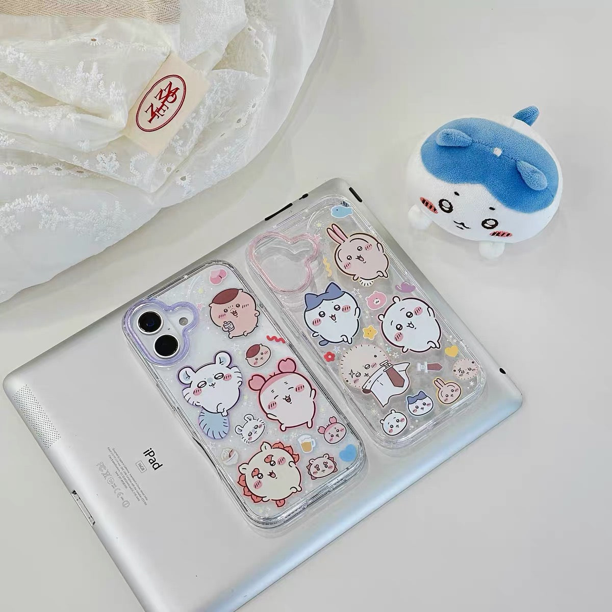 Japanese Cartoon ChiiKawa Gittler Colour Clear Case with Phone Strape | ChiiKawa Hachiware Usagi Momonga Rakko Kurimanju Shisa Furuhonya - iPhone Case Plus SE2 11 12 13 14 15 16 16e 17 17e Pro Promax 12mini 13mini