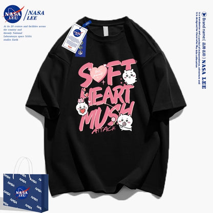 Japanese Cartoon ChiiKawa Casual Style T-Shirt Series | Chiikawa Soft Heart Mush Attack - Kawaii Fashion Items