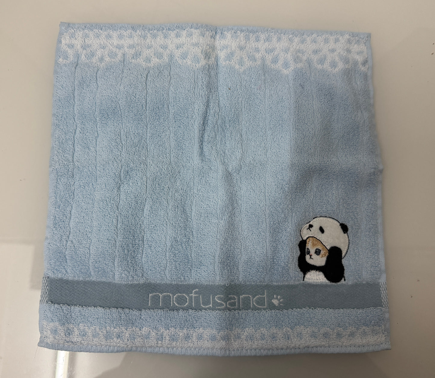 Japan Mofusand Face Towel | Panda Kitten Cat Sky Blue - Daily Kawaii Items