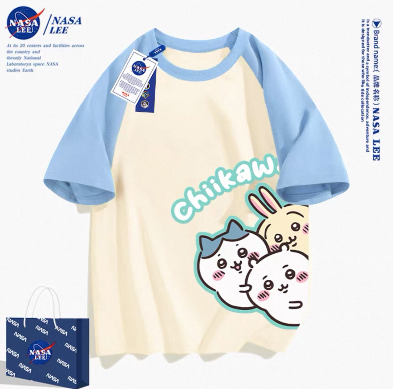 Japanese Cartoon ChiiKawa Casual Style T-Shirt Series | Chiikawa Hachiware Usagi Look at You Together - Kawaii Fashion Items