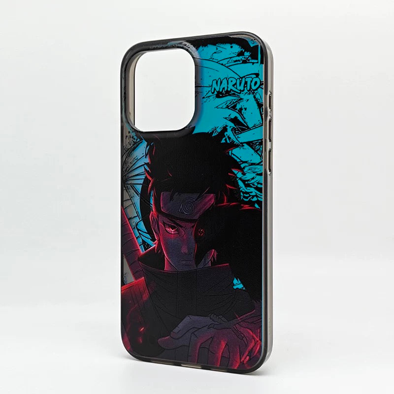 Japanese Anime Naruto Ninja | Laser Itachi with Crow - iPhone Case 7 8 PLUS XS XR X 11 12 13 14 15 16 Pro Promax SE3 SE2 KawaiiGiftLand
