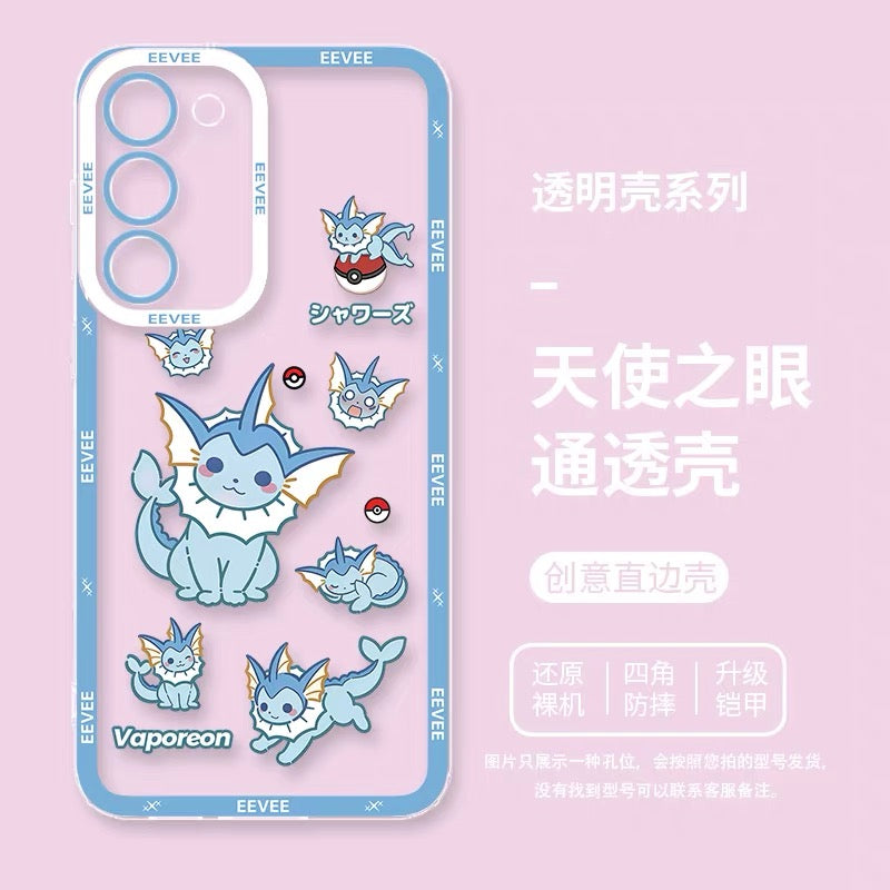 Japanese Cartoon Pokemon Case Eevee Evolution Cute Emo Version | Eevee Vaporeon Jolteon Flareon Espeon Umbreon Leafeon Glaceon Sylveon 9 Styles  - Phone Case Samsung Galaxy S26 S25 S24 S23 S22 S21 FE Ultra Edge