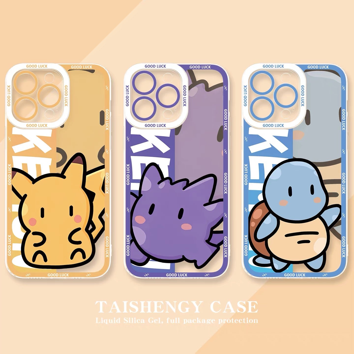 Japan Cartoon Pokemon Fatty Cute Drawing | Pikachu Gengar Squirtle Psyduck Bulbasaur Charmander Eevee Gible - iPhone Case PLUS SE2 XS XR X 11 12 13 14 15 16 16e 17 17e Pro Promax 12mini 13mini