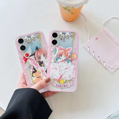 Cardcaptor Sakura Card Version Part 5 | Black & White Cat Sakura - Phone Case Samsung Galaxy Z Flip Fold 3 4 5 6 7