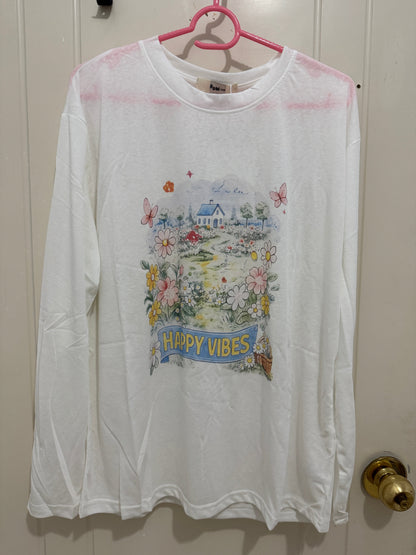 Korean Fashion Garden Style Long-sleeved Sun Protection T-Shirt Series | Drawing Happy Vibes - Kawaii Fashion Items