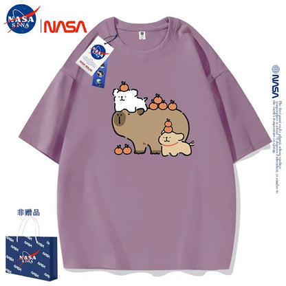 Cute Cartoon Doggie Maltese Puppy Style T-Shirt Series | Maltese Play with Capybara Part2 - Kawaii Fashion Items for Child & Adult Matching outfits for Parents and Children