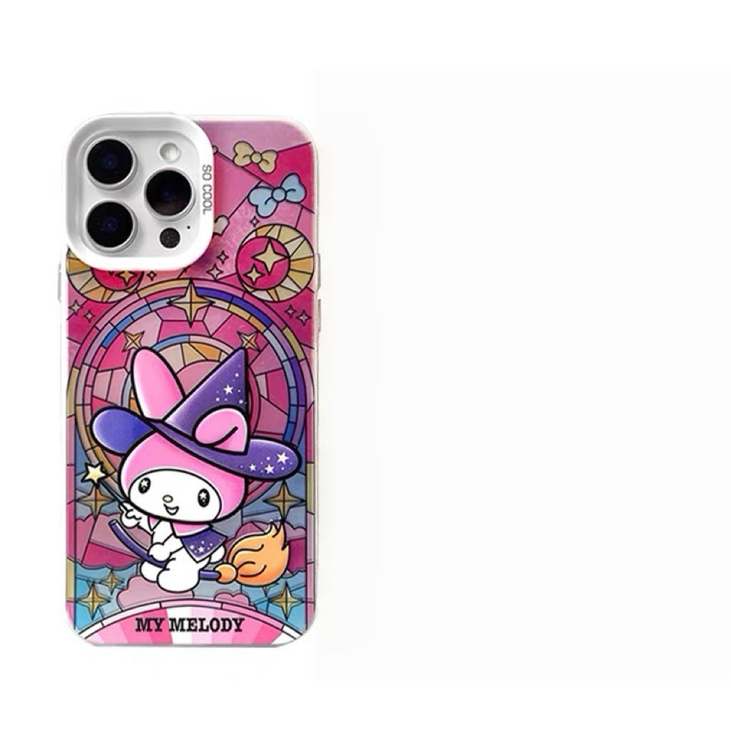 Japanese Cartoon Sanrio Magic Witch Laser Case | Hello Kitty My Melody Kuromi Cinnamoroll Pompompurin Hangydon Bad Badtz Maru 7 Styles - iPhone Case 11 12 13 14 15 16 16e 17 17e 18 Pro Promax