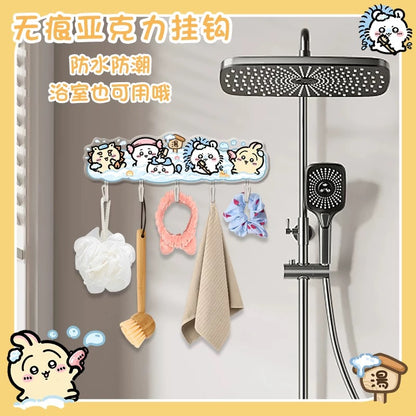 Japanese Cartoon Chiikawa Acrylic Traceless Hook | Daily Happy Life Chiikawa Hachiware Usagi Momonga -  Kawaii Style Lovely Decoration