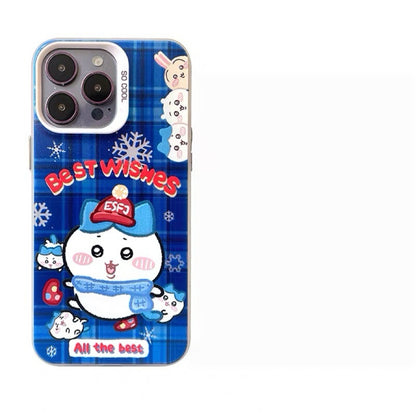 Japanese Cartoon ChiiKawa Best Wishes Winter Laser Case | ChiiKawa Hachiware Usagi Momonga - iPhone Case 11 12 13 14 15 16 16e 17 17e Pro Promax