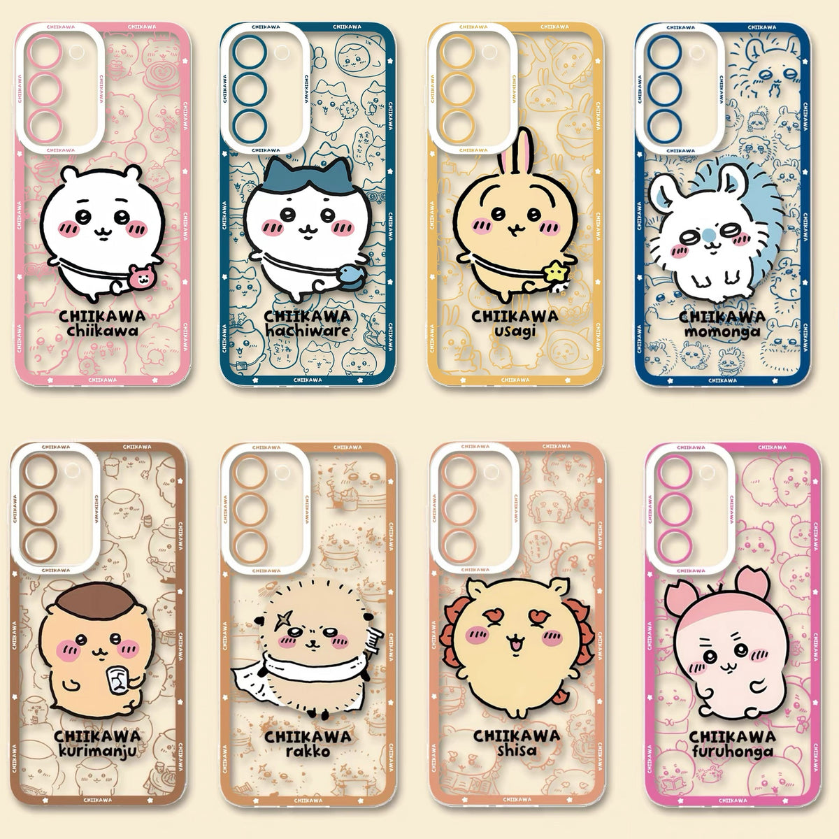 Japanese Cartoon Chiikawa Outing Daily with Comic | Chiikawa Hachiware Usagi Momonga Kurimanju Rakko Shisa Furuhonya 8 Styles - Phone Case Samsung Galaxy S26 S25 S24 S23 S22 S21 FE Ultra Edge